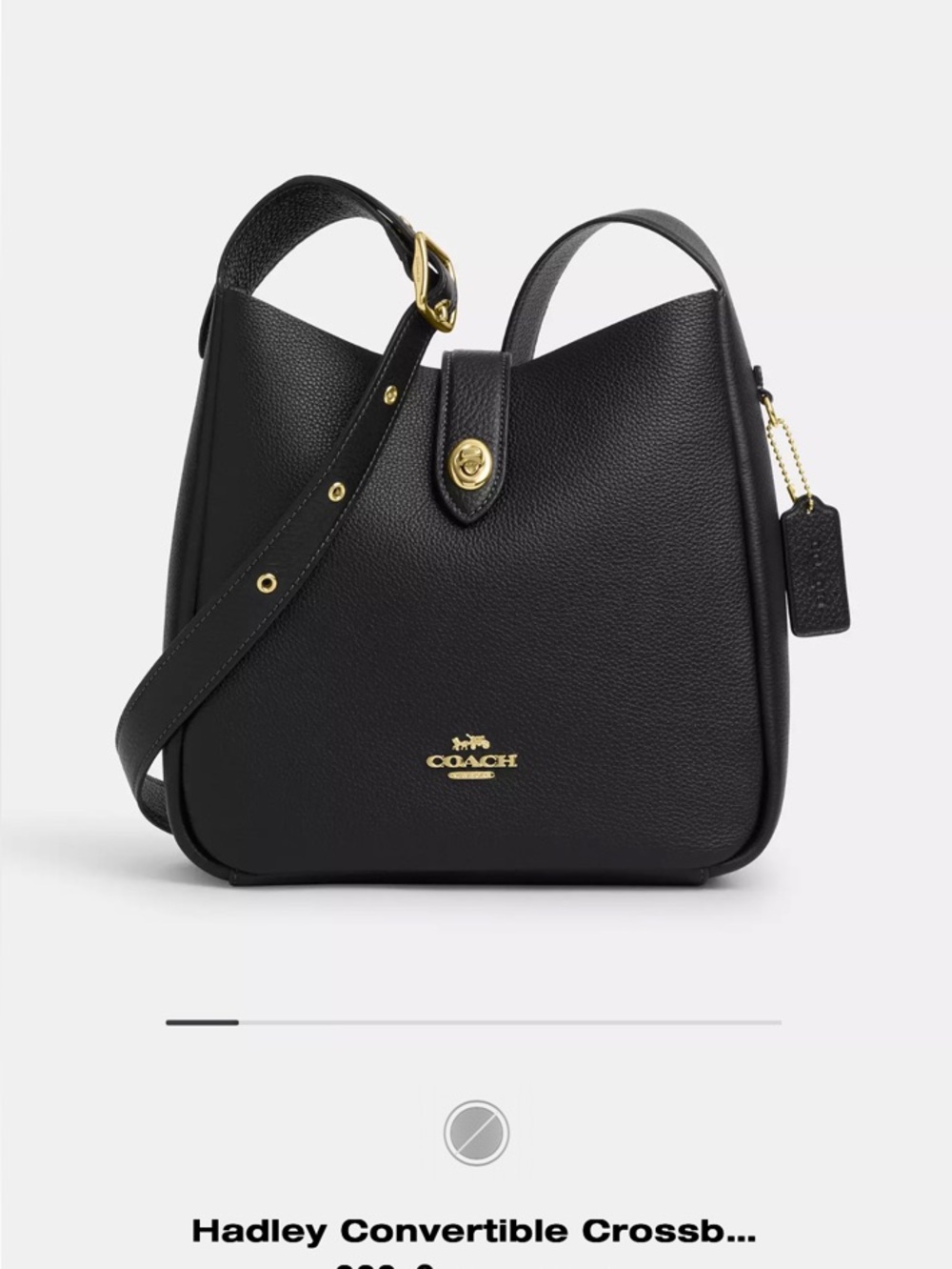 Coach Black Pebbled Leather Convertible Crossbody with Gold Hardware
